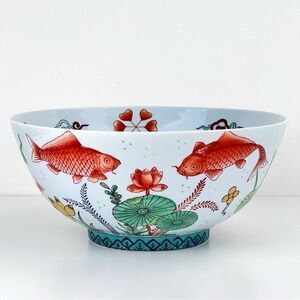 Vintage 10" Andrea by Sadek #6284 Porcelain Bowl Koi Fish & Underwater Flora